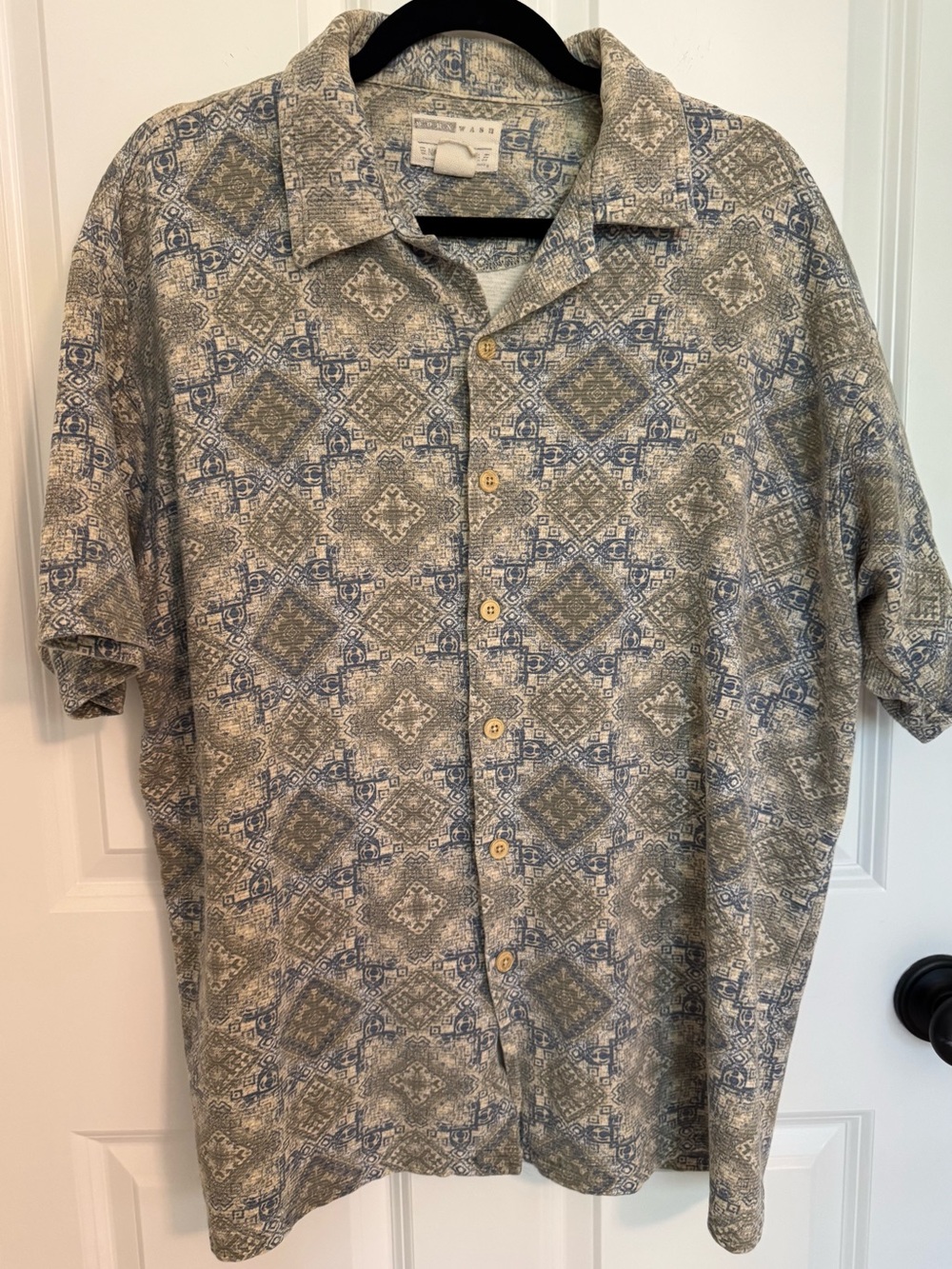 Natural Issue Men’s Hawaiian Camp Shirt Size XL Blue Gray Geometric Print